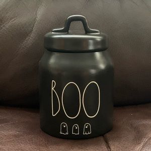Rae Dunn Black Baby BOO Canister with Ghosts